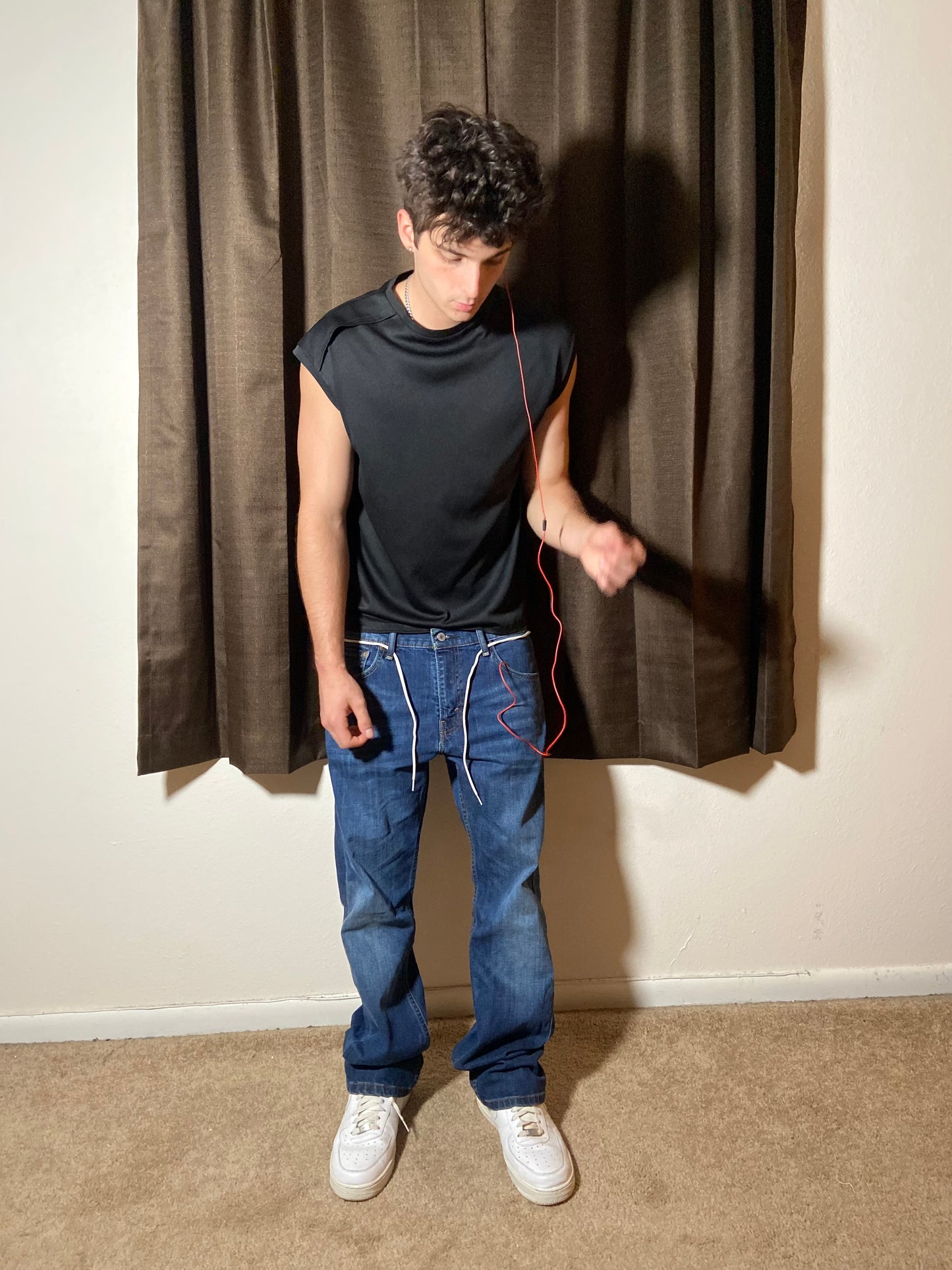 Black Flap Tank Tops