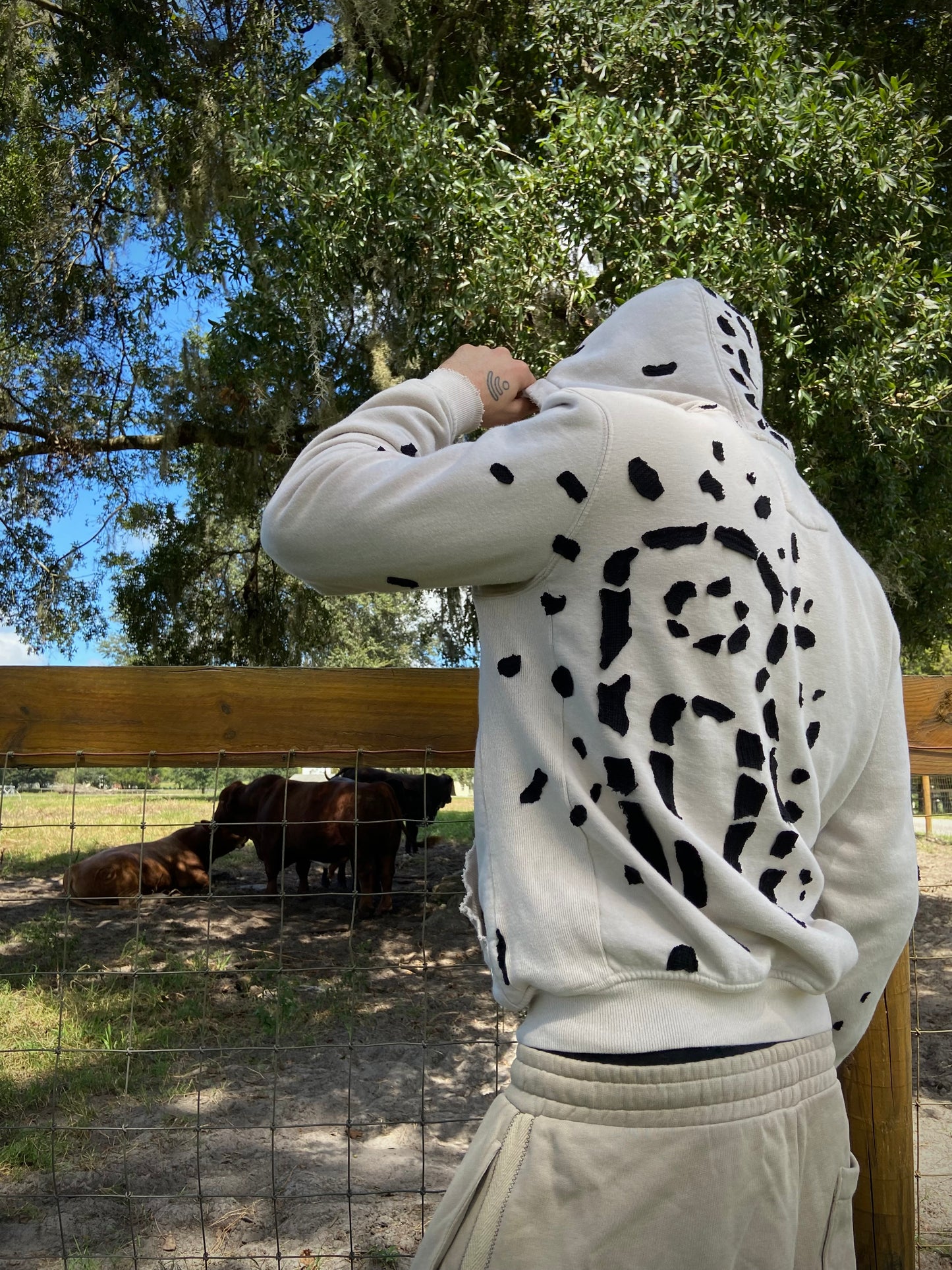 Cow Print Zip Up Hoodie